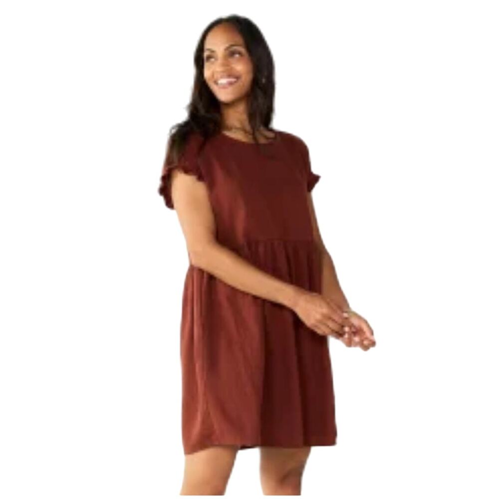 Sonoma drop waist babydoll comfortable casual dress pockets Rust Women’s small